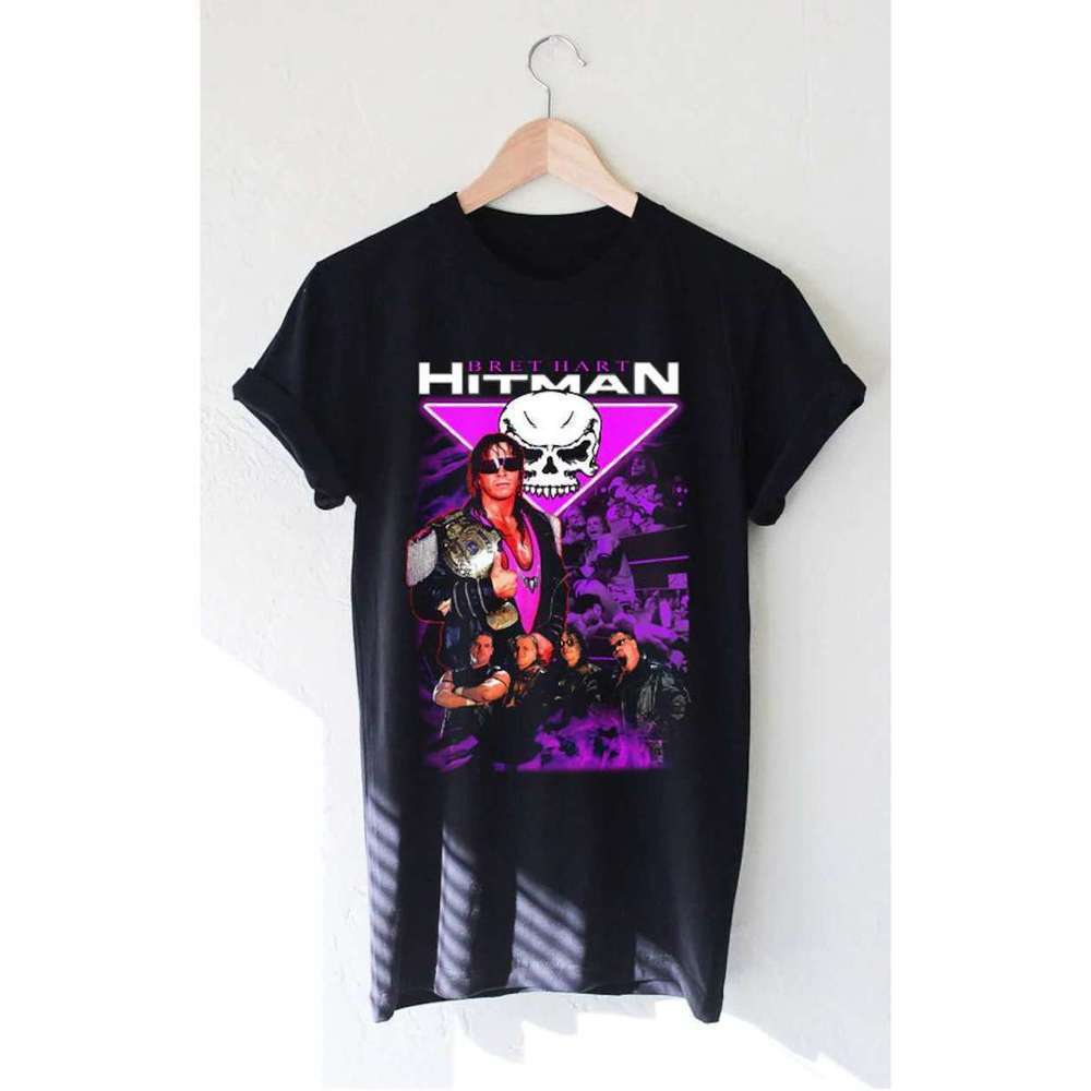 Bret Hart Hitman Popular Wrestling Superstar Black Unisex Tshirt